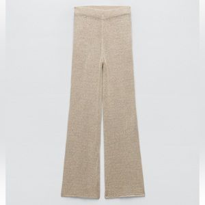 NWT ZARA STRAIGHT LEG LINEN BLEND KNIT PANTS M